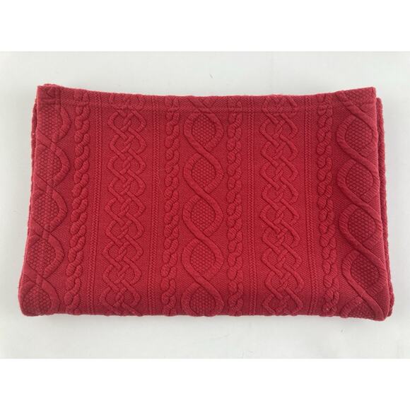 Red Cable Knit Baby Blanket Thin and Soft Unknown Brand 29 X 39” Twists Braids D - Picture 2 of 10